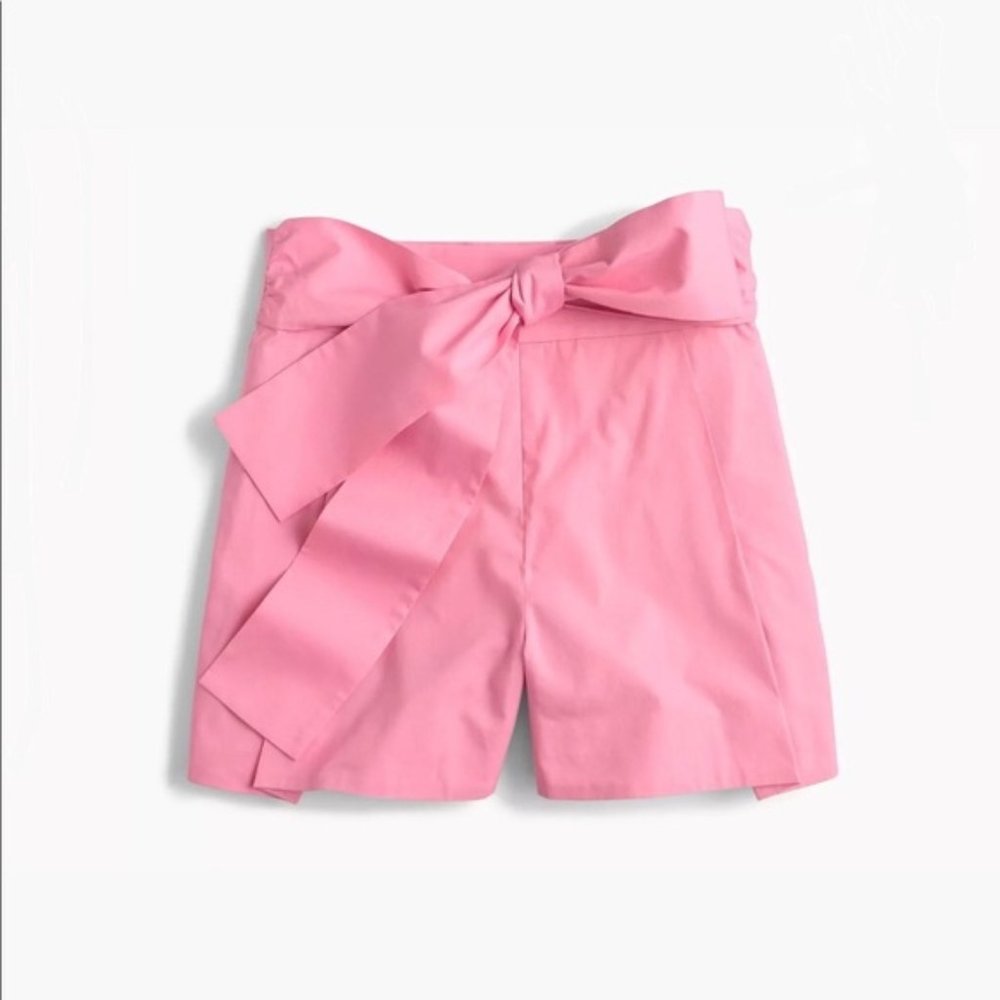J. Crew Tie Waist Short in Cotton Poplin Pink - Picture 3 of 5
